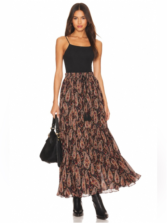 Zara Dresses & Skirts - ZARA Boho Paisley Tiered Maxi Skirt | Drawstring Waist | Size xs